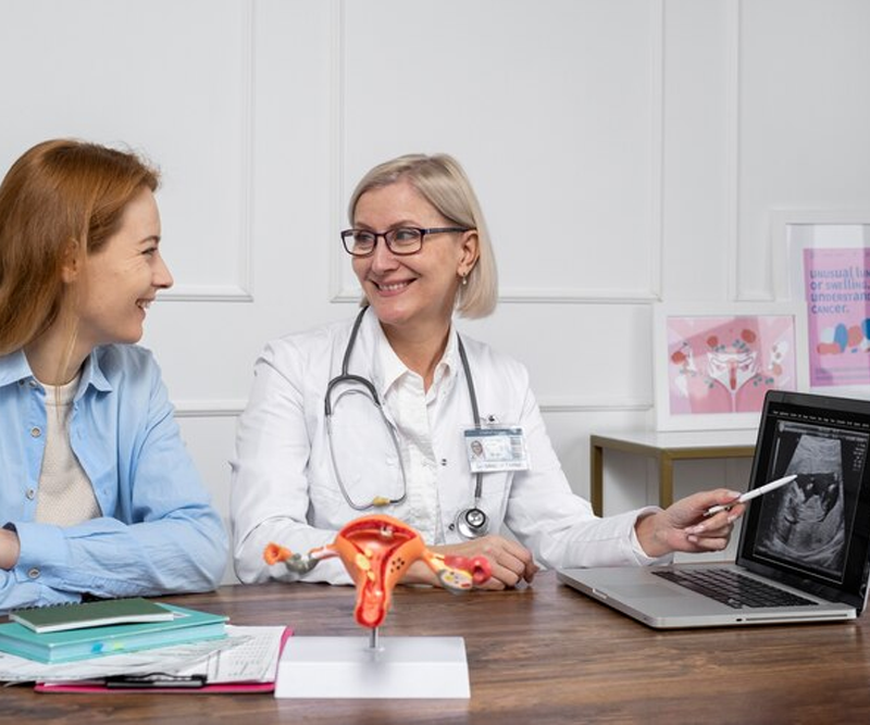 Pregnant woman with specialist