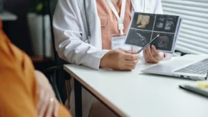 Early pregnancy ultrasound scan showing early gestation in Birmingham clinic